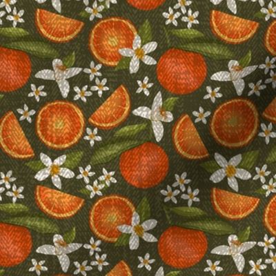 Vintage Scattered Orange Slices and Blossoms - Small