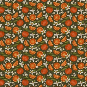 Vintage Scattered Orange Slices and Blossoms - Small