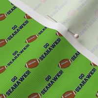 Small Scale Team Spirit Football Go Seahawks! Seattle Green Navy Blue Silver Grey