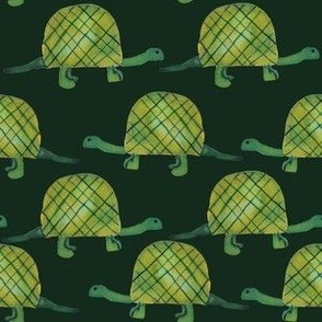Going Places - Fun folk art inspired Turtle design on dark green