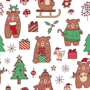 Cute Kawaii Christmas Bear Festive Holiday