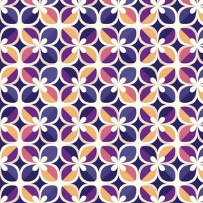 Small Retro Floral Delight: Purple and Beige Blooms on Vintage Wallpaper
