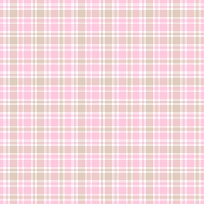 Classic Pink Plaid in Light Pastel Pink and Neutral Beige - Medium - Pastel Easter Plaid, Pastel Spring Plaid, Country Farmhouse Plaid