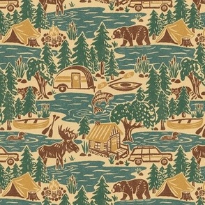 North Country Summer - 6" medium - Smoky teal, spruce, hickory, and mustard 