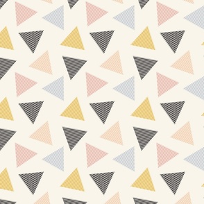Simple sprinkled striped triangle-powder blue, black, mustard yellow and off white // Medium scale