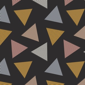 Simple sprinkled striped triangle-powder blue, off white , mustard yellow and black// Big scale