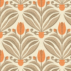 tulip mosaic-soft calm and serene-orange-medium scale