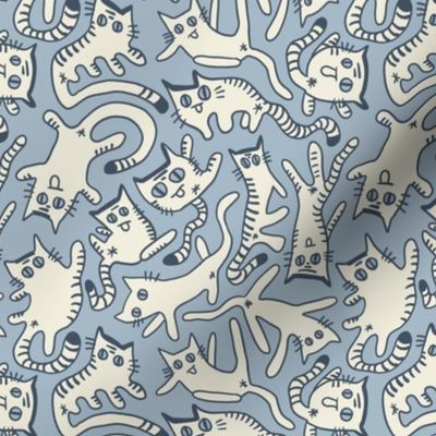 Wonky Cats, Blue, Small