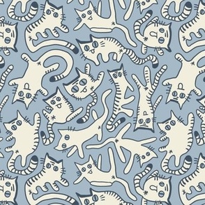 Wonky Cats, Blue, Small