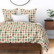 Retro Mid Century Nostalgic Vintage Christmas in cream red and green