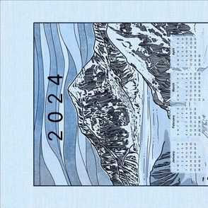 2024 Alaska Range Calendar - Mt Foraker - blue