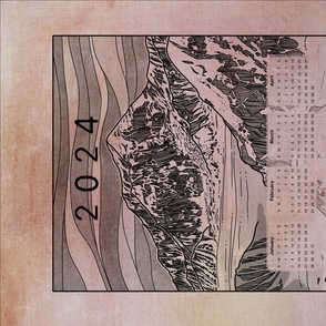 2024 Alaska Range Calendar - Mt Foraker - pink grunge