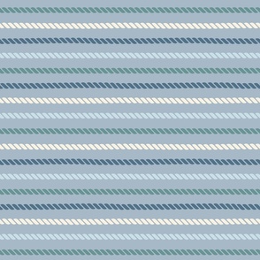 (M) Nautical rope stripes Coastal Chic blue gray