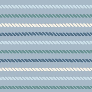 (L) Nautical rope stripes Coastal Chic blue gray