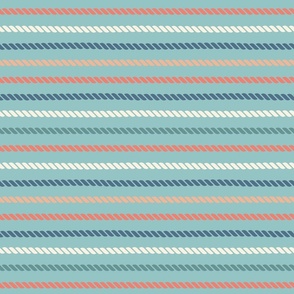 (M) Nautical rope stripes Coastal Chic tidewater green