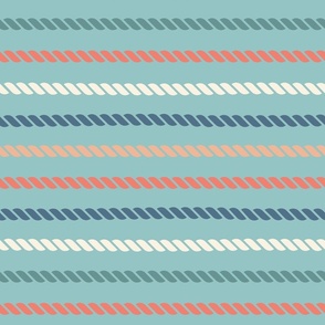 (L) Marine rope stripes Coastal Chic tidewater green