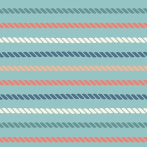 (L) Nautical rope stripes Coastal Chic tidewater green