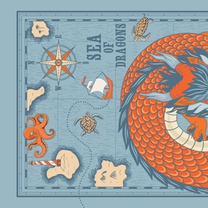 A map with a sea dragon.