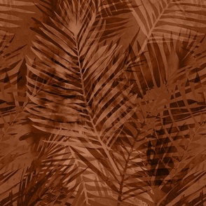 Tropical Jungle Vibe Exotic Palm Leaf Patteren Burnt Sienna