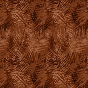 Tropical Jungle Vibe Exotic Palm Leaf Patteren Burnt Sienna Smaller Scale