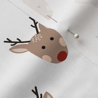 Cute reindeer faces on white 9x9 Large