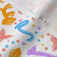 Colorful kids Party Fiesta Balloon Animals - Mini monkey snake dog giraffe confetti in lilac orange pink blue