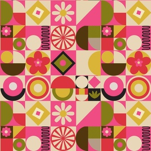  Playful Retro Geometric abstracts in  Mod style