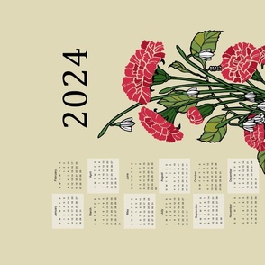 January Flowers Calendar Wall Hanging