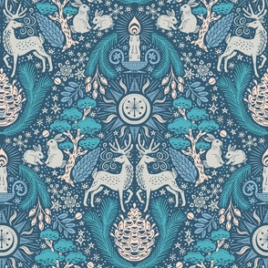 Winter solstice damask collection - Winter Solstice Damask in Blues
