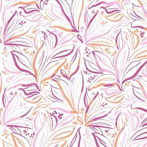 Wild Doodle Plants Orange and Pink - Small Version