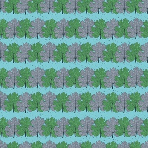 Small Scale Plume Poppy Leaves in Pantone Mega Matter green grey blue