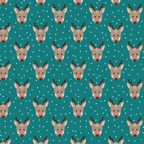 Cute reindeer on teal small 