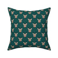 Cute Christmas reindeer on dark teal 6x6 medium