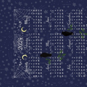 Whimsygothic 2024 Celestial Tea Towel Calendar or Wallhanging