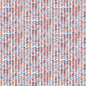 Hand-painted watercolor Chevron | Red & Blue | 12