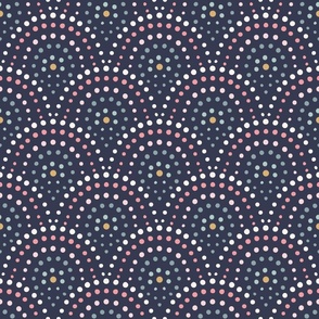 Scallop design Persia with polka dots | on Dark blue | 6
