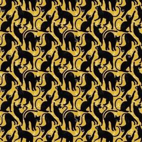 SMALL SCALE black cats on golden yellow 