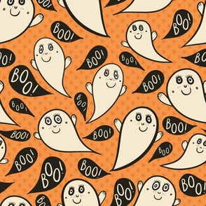 Happy-ghosts-with-black-boo-speech-bubbles-and-orange-stars-XL-jumbo