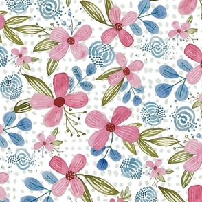 Whimsical Spring Watercolor Floral