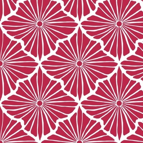 Red Magenta Sunburst in a Diamond Pattern