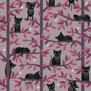 black cats in trees