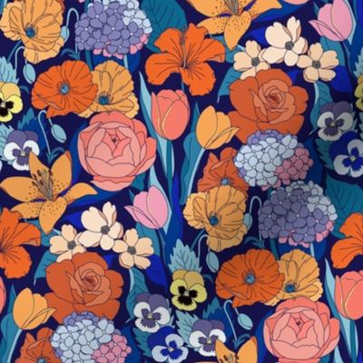 Posy Party - dramatic French cobalt, small 