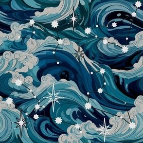 Turquoise sea and stars
