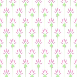 Spring block print  pink and green