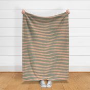 Coastal Chic Wavy Horizontal Stripes |  sage green & peach | sand & sea/light and shadow | jumbo