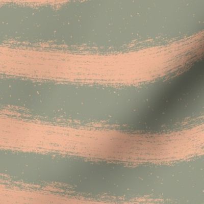 Coastal Chic Wavy Horizontal Stripes |  sage green & peach | sand & sea/light and shadow | jumbo