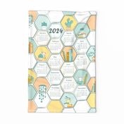 Succulents and Hexagons 2024 Tea Towel Calendar © 2023