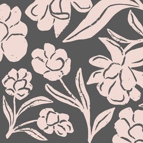 Canadian Dogwood in Dark Gray | Medium Version | Bohemian Style Pattern in the Woodlands