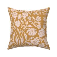 Canadian Dogwood in Mustard | Small Version | Bohemian Style Pattern in the Woodlands