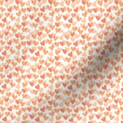 Valentine love hearts in red, orange and peach on cream - SMALL SCALE